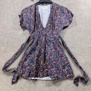 Marine Layer Floral Print Button Front Tie Waist Mini Dress X Small